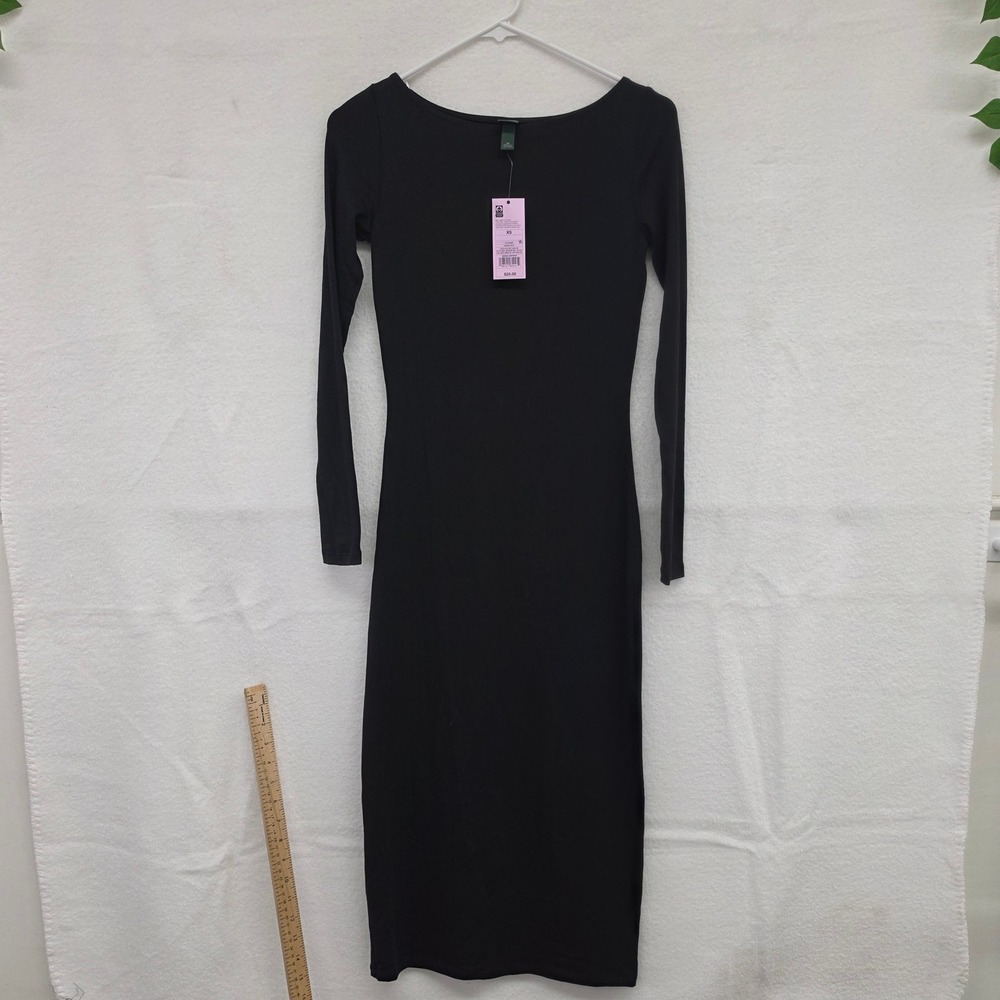 *NWT* Wild Fable Womens Long Sleeve Bodycon Midi Dress Black XS